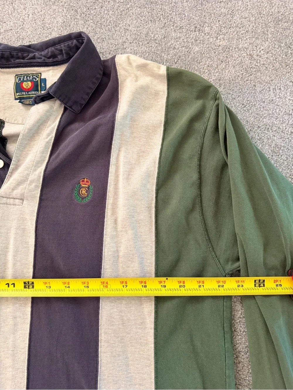 Vintage Ralph Lauren x Chaps Rugby Shirt Long Sleeve Color Block Striped Large